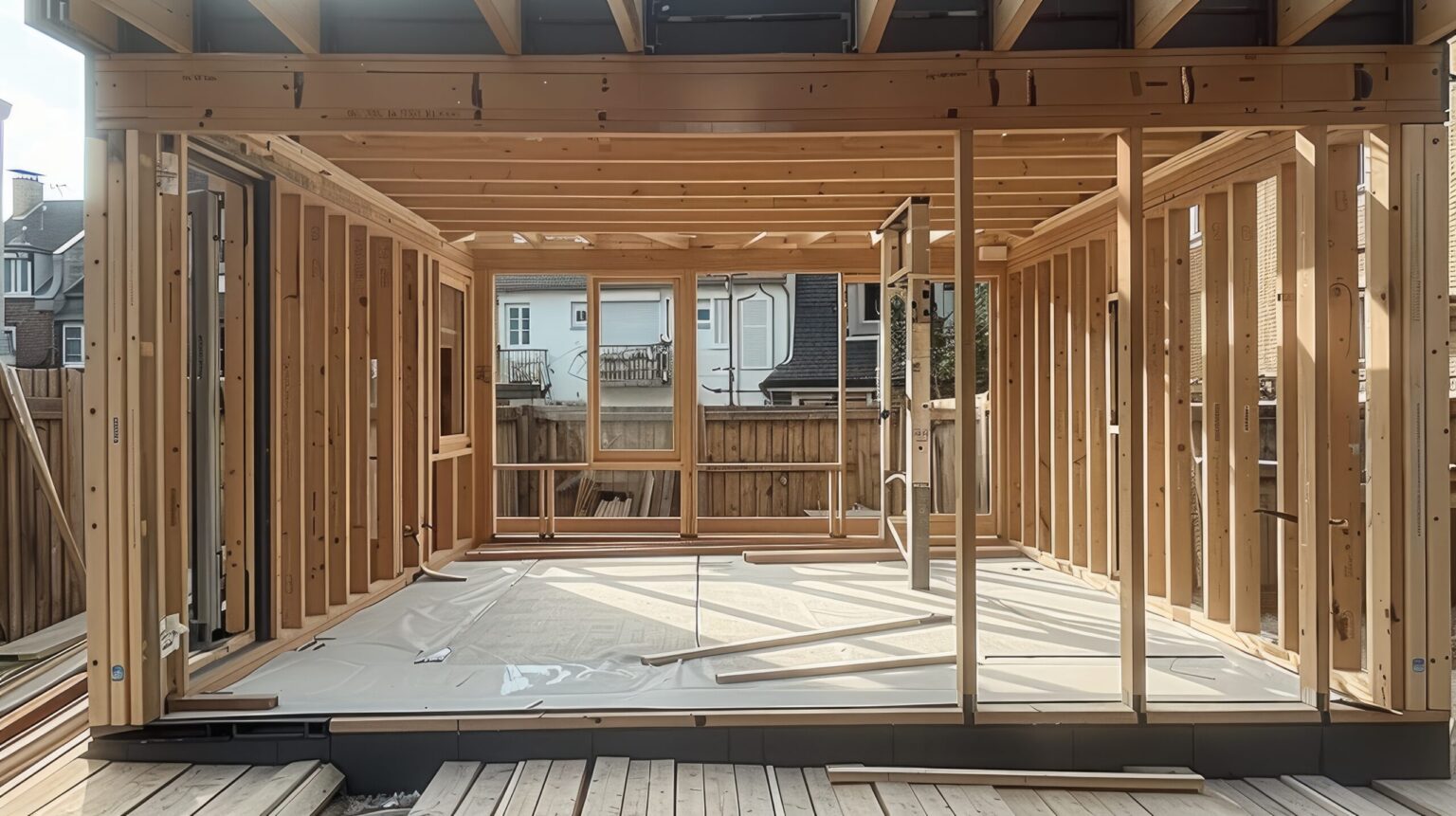 Un agrandissement de maison en bois.