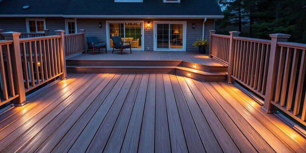 Une terrasse en bois composite.